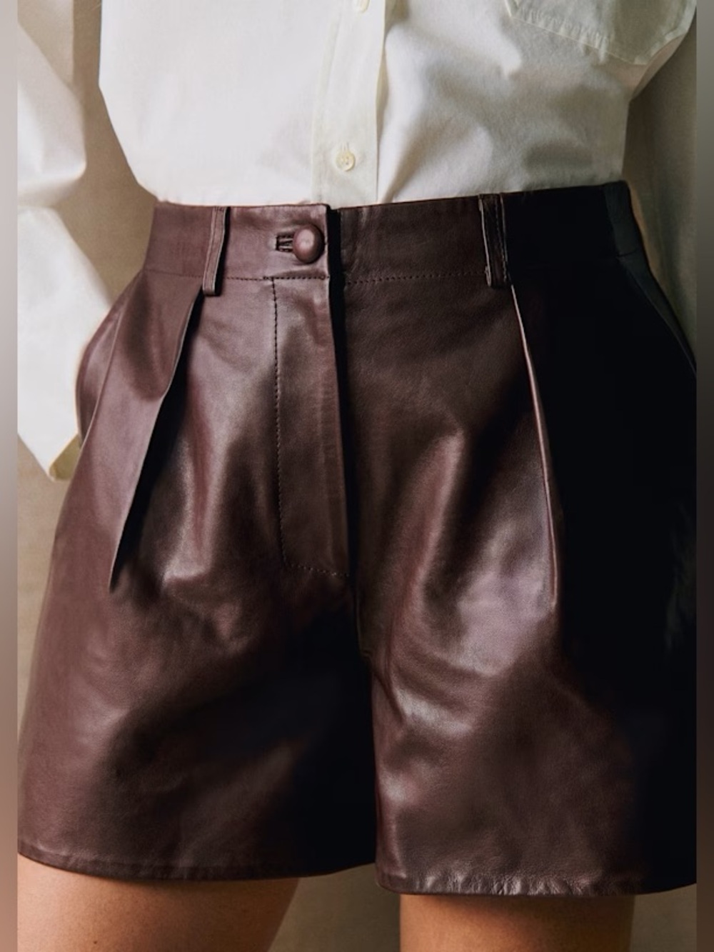 NWOT Sezane Leather Florent Shorts, Size 6